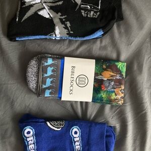 Blue and Gray Men’s Goofy Socks